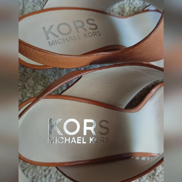 Kors Michael Kors soft tan leather Slingback open Toe Pump Size 8.5 - Picture 7 of 15